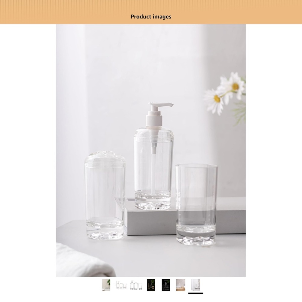 3 Piece Bathroom Accessories - Clear Acrylic Bathroom Set - Picture 7 of 8
